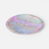 Hübsch Pastel Agate | Gold Glitzer Vein Watercolor Pappteller (Schrägansicht)