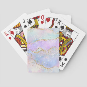 Hübsch Pastel Agate Gold Glitzer Vein Watercolor Spielkarten