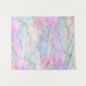 Hübsch Pastel Agate | Gold Glitzer Vein Watercolor Wandteppich (Vorderseite (Horizontal))