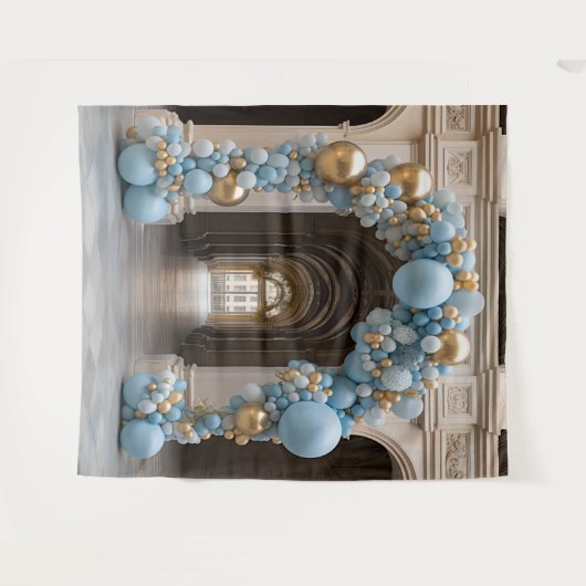 Hübsch Pastel Blue Balloon Arch Hanging Wandteppich (Vorderseite (Horizontal))