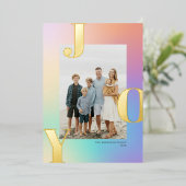Hübsch Pastel Color Gradient JOY Foto Folien Feiertagskarte (Stehend vorne)