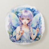 Hübsch Pastel Fairy Rundes Kissen (Rückseite)