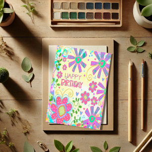Hübsch Pastel floral Happy Geburtstag Trendy Karte