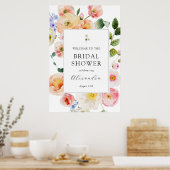 Hübsch Pastel Floral Welcome Brautparty Poster (Küche)