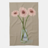 Hübsch Pastel Gerbera Blume +Individuelle Name Geschirrtuch (Vertikal)
