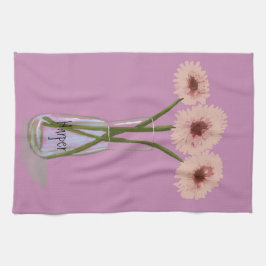 Hübsch Pastel Gerbera Blume +Individuelle Name Geschirrtuch