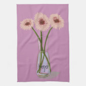 Hübsch Pastel Gerbera Blume +Individuelle Name Geschirrtuch (Vertikal)