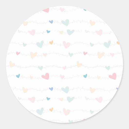Hübsch Pastel Hearts Runder Aufkleber (Vorderseite)