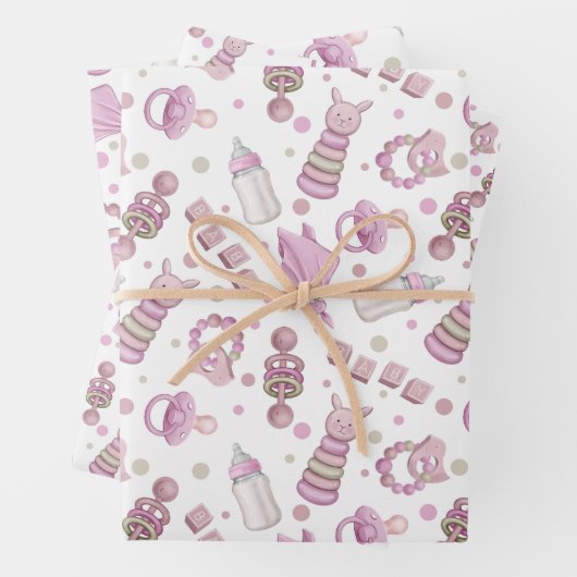 Hübsch Pastel Pink Baby Girl Geschenkpapier Set (Beispiel)