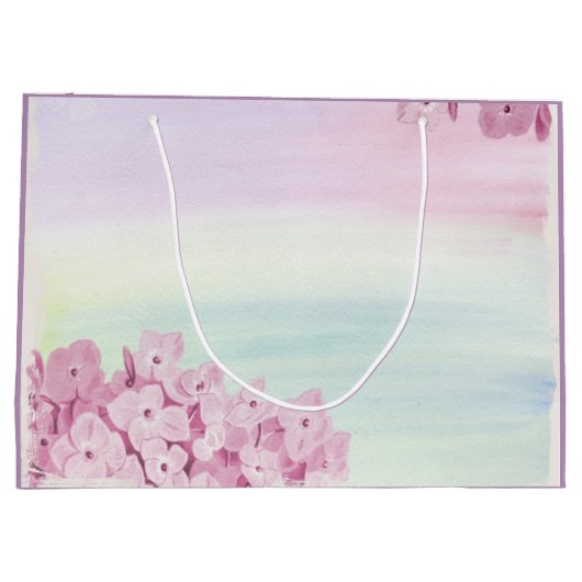 Hübsch Pastel Pink Hydrangea Wasserfarbe Große Geschenktüte (Rückseite)