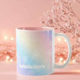 Hübsch Pastel Rainbow Sparkle Girly Personalisiert Zweifarbige Tasse