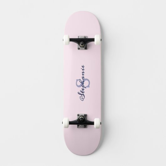 Hübsch Pastel Rosa Elegant Einfach Niedlich Mit Mo Skateboard (Vorderseite)