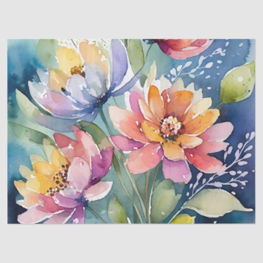 Hübsch Pastel Watercolor Florals Seidenpapier (Vorderseite)