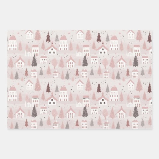 Hübsch Pastell Pink Weihnachten Geschenkpapier Set (Vorderseite 2)