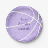 hübsch Pastellfarbenes lila Basketball-Party Pappteller (Vorderseite)