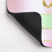 Hübsch pastellrosa und grün monogrammiert mousepad (Ecke)