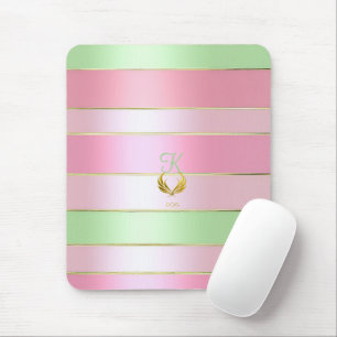 Hübsch pastellrosa und grün monogrammiert mousepad