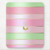 Hübsch pastellrosa und grün monogrammiert mousepad (Vorne)
