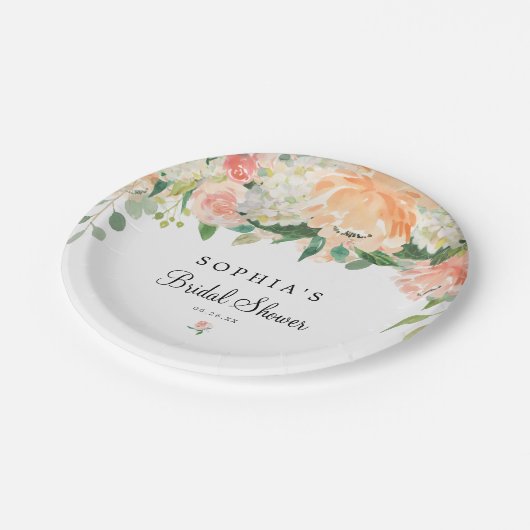 Hübsch Peach Brautparty Party Teller (Schrägansicht)
