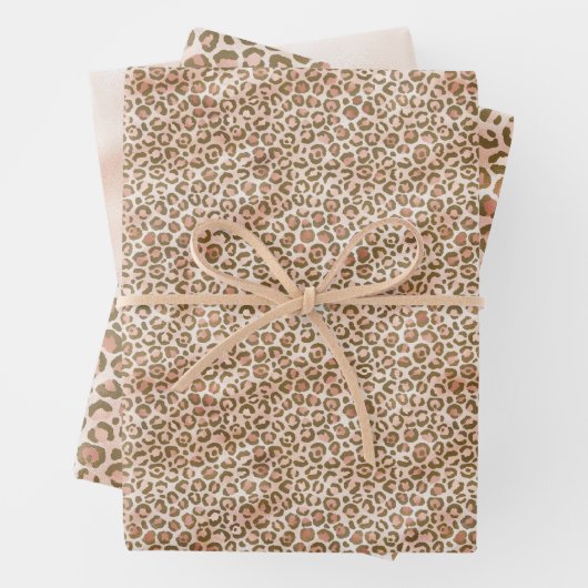 Hübsch Peach Brown Leopard Print Geschenkpapier Set (Beispiel)