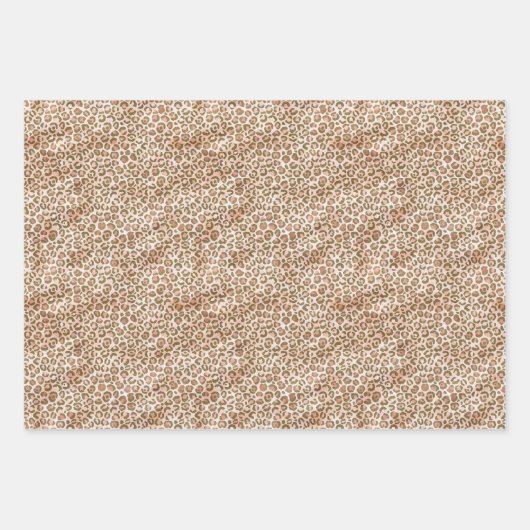 Hübsch Peach Brown Leopard Print Geschenkpapier Set (Vorderseite)