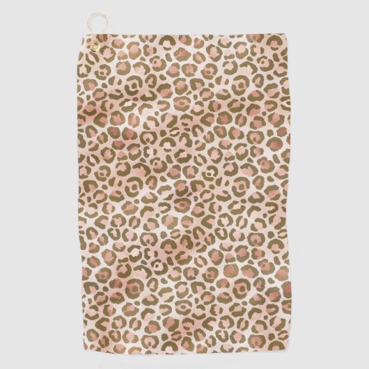 Hübsch Peach Brown Leopard Print Golfhandtuch (Vorderseite)
