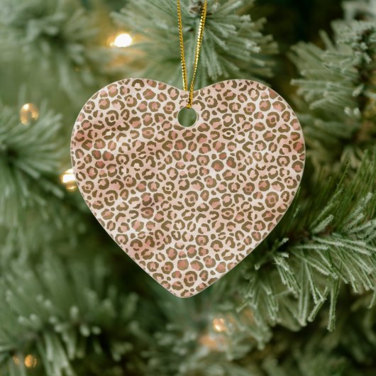 Hübsch Peach Brown Leopard Print Keramik Ornament (Baum)