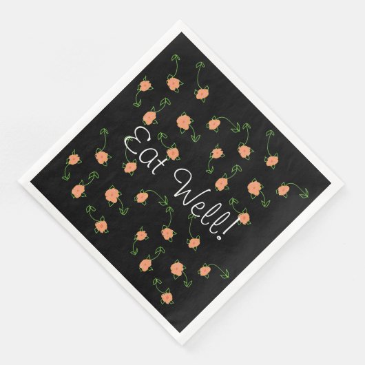 Hübsch Peach Floral Gemustert Serviette (Ecke)