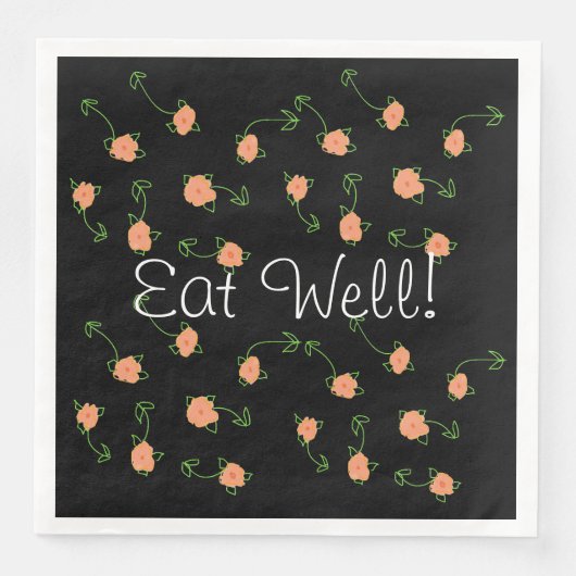 Hübsch Peach Floral Gemustert Serviette (Vorderseite)