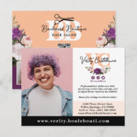Hübsch Peach Floral Salon Stylist Foto Marketing