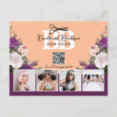 Hübsch Peach Floral Salon Stylist Foto Marketing Postkarte (Rückseite)