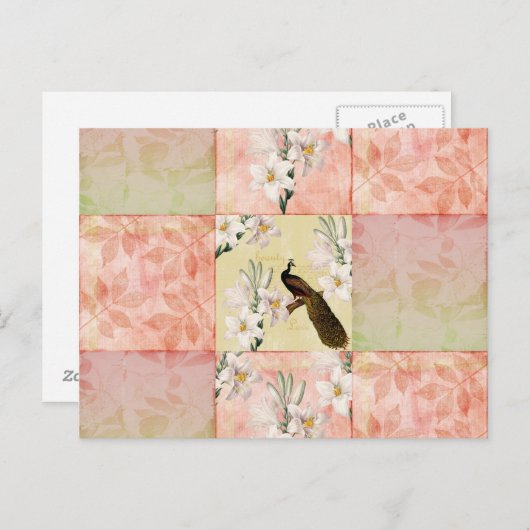 Hübsch Peach Patchwork Postkarte (Vorne/Hinten)