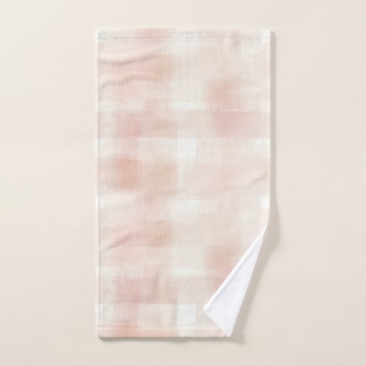 Hübsch Peach Pink Creme Kariert Badhandtuch Set (Handtuch)