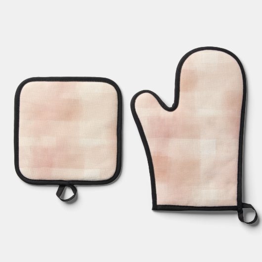 Hübsch Peach Pink Creme Kariert Ofenhandschuh & Topflappen-Set (Vorderseite)