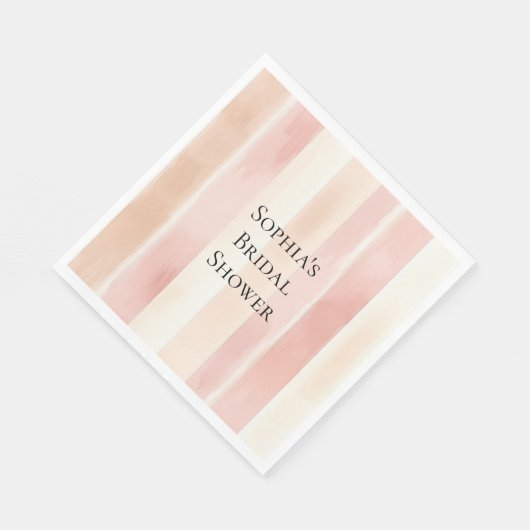 Hübsch Peach Pink Creme Streifen Brautparty Serviette (Ecke)