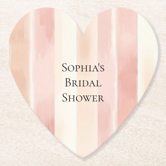 Hübsch Peach Pink Creme Streifen Brautparty Untersetzer (Vorderseite)