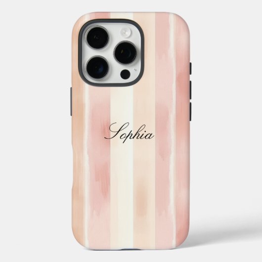 Hübsch Peach Pink Creme Streifen Case-Mate iPhone Hülle (Rückseite)
