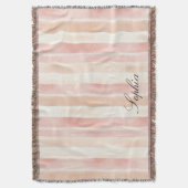 Hübsch Peach Pink Creme Streifen Decke (Vorderseite Vertikal)