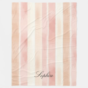 Hübsch Peach Pink Creme Streifen Fleecedecke