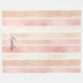 Hübsch Peach Pink Creme Streifen Fleecedecke (Vorderseite (Horizontal))