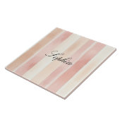 Hübsch Peach Pink Creme Streifen Fliese (Seite)