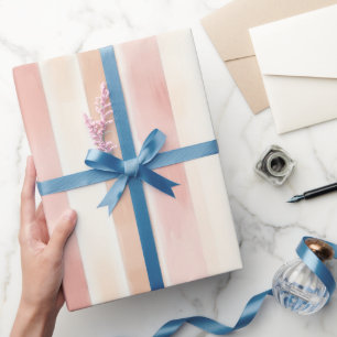 Hübsch Peach Pink Creme Streifen Geschenkpapier