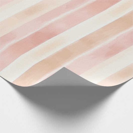 Hübsch Peach Pink Creme Streifen Geschenkpapier (Ecke)