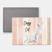 Hübsch Peach Pink Creme Streifen Magnet (Vorderseite/Rückseite)