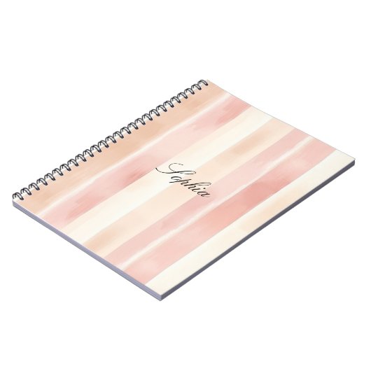 Hübsch Peach Pink Creme Streifen Notizblock (Linke Seite)