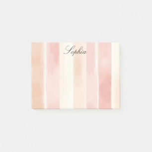 Hübsch Peach Pink Creme Streifen Post-it Klebezettel
