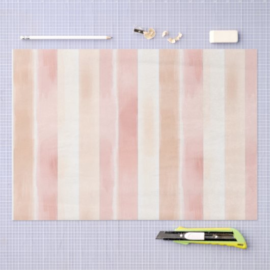 Hübsch Peach Pink Creme Streifen Seidenpapier (Handwerk)