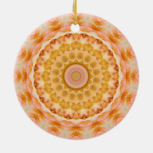 Hübsch Peach Rose Mandala Kaleidoscope Keramikornament