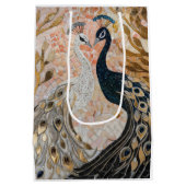 Hübsch Peacock Pink Gold Glam Mittlere Geschenktüte (Rückseite)