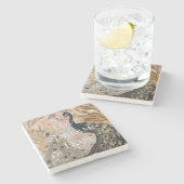 Hübsch Peacock Pink Gold Glam Steinuntersetzer (Seitenansicht)